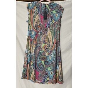 NWT Tommy Hilfiger Paisley Print Scuba Knit Sheath Dress Size 8 Vibrant Colors